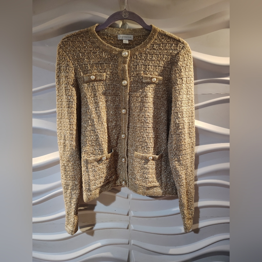 Pre-owned Like New Charter Club Knitted Jacket Size Medium